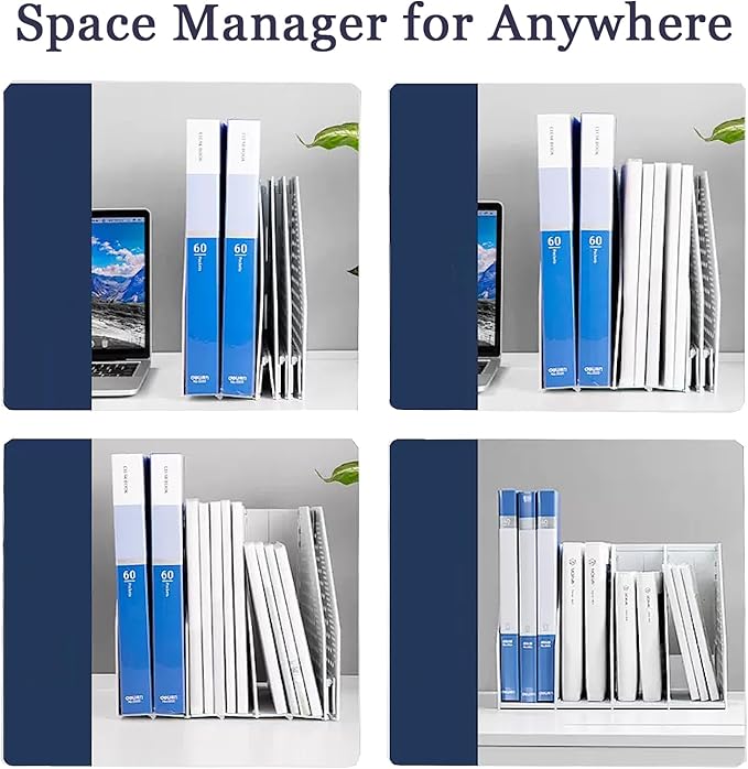 SAYEEC Desktop Collapsible File Magazine Folder Holder 4 Compartment Plastic Hollow Documents Foldable Organizer Files Cabinet Shelf Frames Dividers Rack Display and Storage