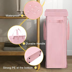 Chrislley 60L Slim Laundry Hamper with Lid Narrow Laundry Basket with Handle Upgrade Foldable Dirty Clothes Hamper Portable Skinny Hamper Organizer Storage Bins (25.6 inches, pink)