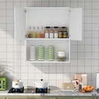 Fluted Bathroom Wall Cabinet Over the Toilet Storage,Wall Mounted Cabinet with Adjustable Shelf,Floating and Hanging Organizer,Kitchen and Laundry Room Storage (White,1 PC)
