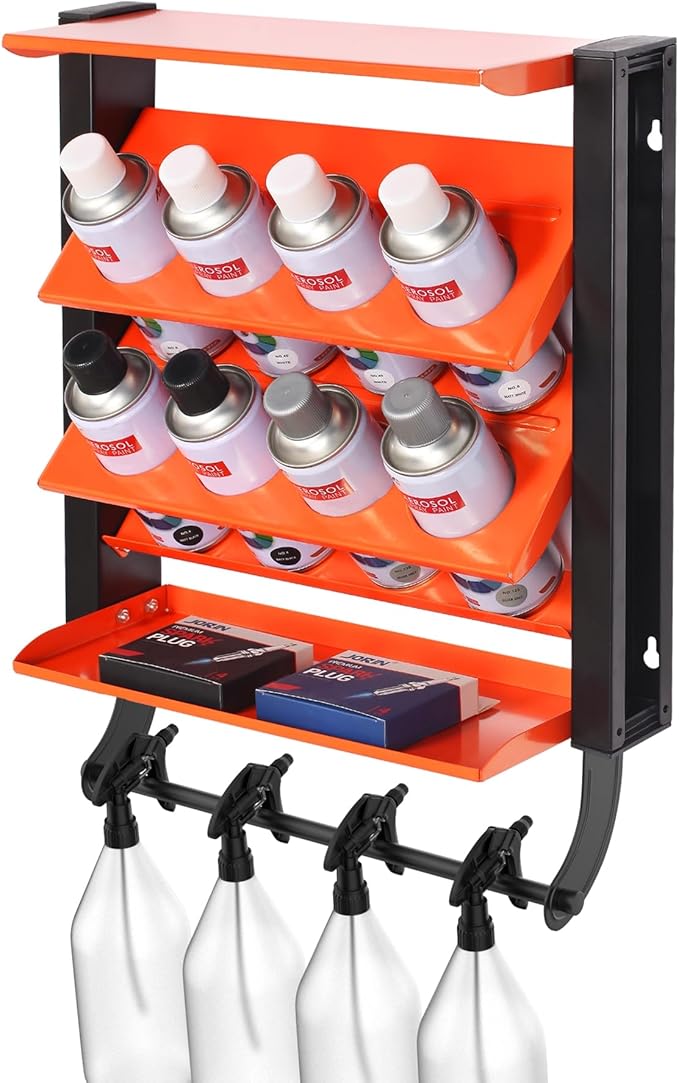 WALMANN Wall Mount Spray Paint Can Holder, Heavy Duty Metal Paint Can Storage Rack for Garage, Shop Paint Cans Holder, Holds Up to 100 lbs