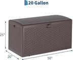 Garvee 120 Gallon Waterproof Large Resin Deck Box Indoor Outdoor, Lockable Storage Container for Patio Furniture Tools, Waterproof Deck Box with Hydraulic Rod Patio Storage Bin for Pool Garden, Brown