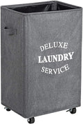 WOWLIVE Large Rolling Laundry Basket Wheels 90L Collapsible Tall Laundry Hamper Handle Foldable Dirty Clothing Basket Fold up Rectangular Hampers for Laundry Dorm Room (Grey2)