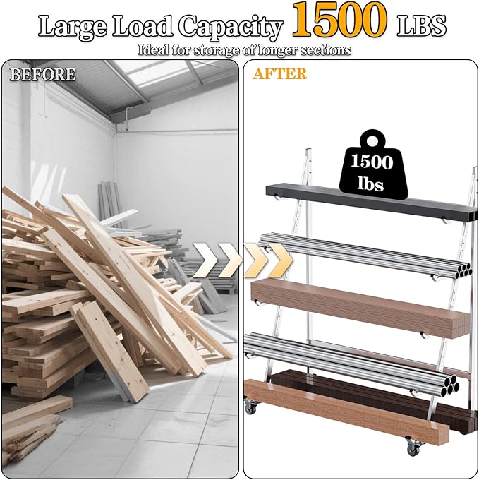 Heavy Duty Horizontal Storage Rack with 3 Inch Wheels 2 Fixed & 2 Swivel, Mobile Material Handling Conduit Pipe Rack Holds up to 2000lbs, 4.2ft x 2.1ft x 5.2ft