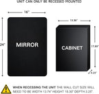 Matt Black Rectangle Recessed Bathroom Medicine Cabinet with Mirror Stainless Steel Metal Framed Rounded Rectangular Bathroom Cabinet with Mirror 16x24''