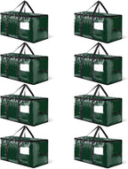 CONGREGATE 8-Pack Heavy Duty Dark Green Moving Bags with Zippers and Handles, Heavy Duty Storage Handbags for Space Saving, Made of PE, 97 Liters/25.6 Gallons (28.7 inches x 13.7 inches x 15 inches)