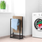 Freestanding Towel Rack 2 Tier Towel Holder Stand Small Hand Towel Drying Rack Black Towel Blanket Racks for Bathroom Laundry Room Bedroom Pool (Matte Black)