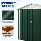 Outdoor Storage Shed, Weather Resistant Garden Shed with Gable Roof & Grid Window, Multi-Use Shed for Bikes, Lawn Mowers, Patio Supplies & Pet Shelter (Green, 6×4FT)