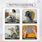 LFH Home Cotton Canvas Large Laundry Bag with Handle, Heavy Duty Drawstring Closure Washable Laundry Bags, School Travel, Home, Hotel, College Dorm, Organizer Sack, Toys 20x30-Grey