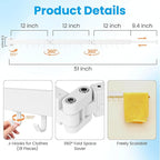 Clothes Drying Rack Wall Mounted, Retractable Collapsible(Tri-Fold) Space Saver, White with 18 Hooks for Laundry Room Organization Apartment Balcony Bathroom