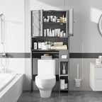 Meilocar Farmhouse Storage Cabinet Over Toilet with Toilet Paper Holder Stand, Freestanding Bathroom Storage Organizer Cabinet, Grey