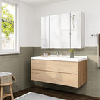 DICTAC Bathroom Medicine Cabinet with Mirrors 31.5x23.62 Inch Storage Cabinet with Mirror Wall Mounted Bathroom Mirror with Adjustable Storage Shelves and 3 Doors Mirror Medicine Cabinets for bathroom