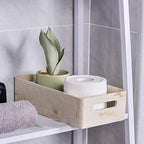 Beige Natural Travertine Textures Roll Toilet Paper Storage Basket with Handle for Bathroom Countertop, Toilet Tank Top Decorative Storage Bin, Resin Small Shelf Basket for Organizing, Heavy & Sturdy