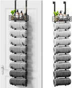 SWTYMIKI Hanging Towel Racks for Bathroom - 9 Tier Over The Door & Wall Mounted Bath Rolled Towel Storage Organizer Holder for Small Bathroom, RV, Camper, Black (Patented)