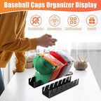 Hat Stand for Baseball Caps, 2 Pack No Install Acrylic Hat Organizer for 14 Baseball Caps Storage Organizer, Hat Racks Hat Holder Display and Organization for Closet, Bedroom, Dresser (Black-2Pack)