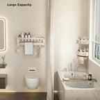 VOLPONE Corner Shower Caddy Suction Cup Shower Shelf Corner No Drilling Bathroom Shower Organizer Storage Rack Adhesive with Towel Bar Hooks(1-Pack, Ivory)