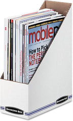 Bankers Box 10723 Corrugated Cardboard Magazine File, 4 x 9 1/4 x 11 3/4, White (Case of 12)