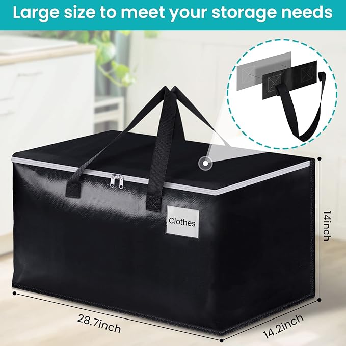 Extra Large Moving Boxes-Moving Bags with Zipper, Carrying Handles and Tag Pocket-Moving Supplies for Space Saving-Totes for Storage - for moving, Storage, Camping and Travel 93L-4 Pack