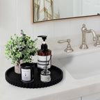 Round Bathroom Tray Silicone Kitchen Counter Decor Vanity Organizer Decorative Coffee Table Tray for Perfume, Candle, Soap Dish, 12 Inch, Black