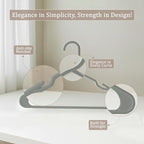 Utopia Home Plastic Hangers 30 Pack - Perfect Space Saving Clothes Hanger - Durable and Strong - Perfect Closet Organizers with Shoulder Grooves (Grey)