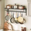 Hanging Pot Rack, Wall-Mounted Pot Rack, Kitchen Cookware Organizer, Metal Pot and pan Organizer Holder, for Cookware, Utensils Organization, Black TPR38BB
