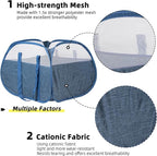 Collapsible Laundry Basket, 90L Foldable Pop-up Laundry Hamper with Reinforced Handles, Tear Proof Mesh Dirty Clothes Hamper for Laundry (Blue)