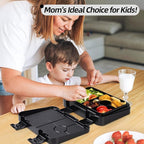 Bento Lunch Box for Kids, 6 Compartments BPA Free, Dishwasher Safe Back to School Snack Bento Lunch Containers Boxes, Ideal Portion Sizes for On-the-Go Meal, Ages 3+, School, Black