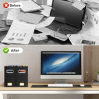 BALEINE File Organizer Box, Cardboard File Folder Organizer with Handle for Letter Size, Portable Collapsible Hanging Filing Box for Home Office Document Storage (4 Pack, Black)