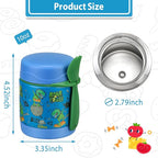 10oz Soup Thermo for Hot Food Kids,Lunch Thermo Kids Food Jar with Spoon Hot Insulated Food Containers,Leak Proof Stainless Steel Wide Mouth Lunch Food Thermo Jar for School(Blue-Dinosaur)
