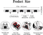 AceMining 5 Racks and 4 Hooks Mop and Broom Holder Wall Mount, Broom Organizer Storage Tool Racks Stainless Steel Heavy Duty Hooks Self Adhesive Solid Non-slip for Home Kitchen Garden Laundry Garage