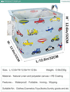 FANKANG Square Nursery Hamper Storage Bins Canvas Laundry Basket Foldable with Waterproof PE Coating Storage Baskets Gift Baskets for Children, Office, Bedroom, Clothes（Square-Car ）