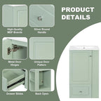 20 in Small Bathroom Vanity with Sink,Drawer,Doors and Side Storage & Toilet Paper Holder, Solid Wood & MDF Modern Single Bathroom Sink Cabinet with Drawers,Freestanding (Green,20 in)