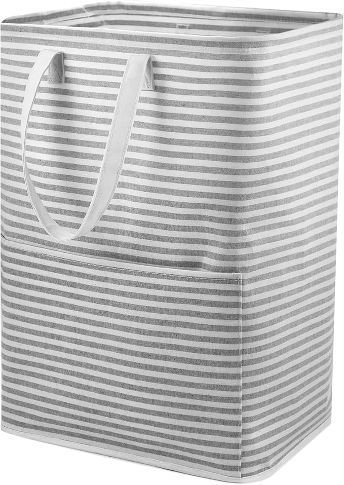 Ultra-durable Laundry Hamper with Practical Side Pocket,Freestanding Laundry Basket with Portable Handles,Foldable Dirty Clothes Basket Space-saving Storage for Bathroom,Bedroom,Nursery,Dorm,Camper,RV