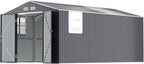 WACASA 10x16 FT Metal Shed with Base Frame Floor Kit | Heavy-Duty Military-Grade 20-Gauge Reinforced Frame with Powder Coating | 50 PSF Snow Load & 120 MPH Wind Rated | Skylight Tiny House Building