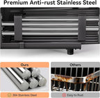 Stainless Steel Dish Drying Rack - Dish Drainer for Kitchen Counter, Extendable Drainboard with Foldable, Space-Saving Cup & Bowl Organizer, Includes Knife and Utensil Holder, Black