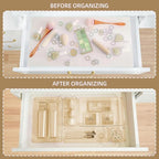 Kitchen Desk Drawer Organizers Storage for Office, Small Acrylic Vanity Trays Makeup Organizer for Drawer Bathroom Plastic Make up Organizers 25 Pcs Clear Champagne