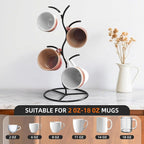 2 Pack Mug Holder, Metal Coffee Mug Holders Tree, Decorative Mug Rack, Mug Cup Tree for Kitchen Decor Organizer, Black