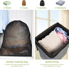 OTraki Ex-Large Mesh Laundry Bags 36x43 Inch Drawstring Laundry Bag 2 Pack Dirty Clothes Mesh Net Bag Heavy Duty Travel Storage Organize Bag for Hotel Beach,Don't Drying, Melting 140-176℉ Black