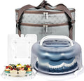 TMRIOPELP Tall Cake Carrier with Lid and Handle Insulated Cake Container Cake Transport Carrier Ideal for Pies Cupcakes and Pastries Perfect for Safe and Secure Cake Delivery (Grey, 10 inch)