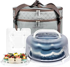 TMRIOPELP Tall Cake Carrier with Lid and Handle Insulated Cake Container Cake Transport Carrier Ideal for Pies Cupcakes and Pastries Perfect for Safe and Secure Cake Delivery (Grey, 10 inch)