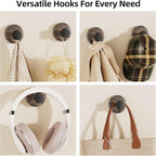 Decorative Suction Cup Hooks, Wreath Hanger, Multi-Purpose Wall Mount for Bathroom, Kitchen, Door, Window, Easy Install 5PCS (Wood Grain)