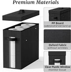 Bathroom Toilet Paper Storage with Lid - for Up to 12 Rolls | Storage Bins with Lids for Towel or Yarn | Free Standing | Foldable | Moisture Resistant | Clear Plastic Window | Black | 2 Pack