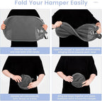 HOUSE AGAIN Mesh Popup Laundry Hamper, [Reinforced] Collapsible Laundry Basket, Foldable Pop Up Hamper with Durable Handles, Easy to Open and Fold for Dorm, Laundry Room, Bedroom, RV, (Grey）