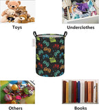 QUEENLALA Large Storage Basket,Laundry Hamper/Bathroom/Home Decor/Collapsible Round Storage Bin,Boys and Girls Hamper/Boxes/Clothing(Round-Black Game)