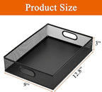 Elsjoy 2 Pack Desk Drawer Organizer Tray, Metal Mesh Desktop Storage Tray Office File Organizer with Handle, Portable Large Storage Basket for Office Supplies, Craft, Magazine, Paper