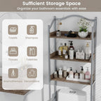 Tangkula Over The Toilet Storage Rack, 3-Tier Above Toilet Bathroom Shelf with Adjustable Bottom Bar & Anti-Toppling Devices, Metal Frame, Freestanding Bathroom Space Saver for Laundry (Silver, 66"H)
