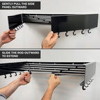 Foldable Wall Mounted Drying Rack - 31.5” Wide, 13.2 Ft Drying Space, 5 Aluminum Rods, Supports Up to 60 lbs - Retractable & Foldable Space-Saving Wall Mounted Clothes Drying Rack (Black)