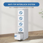 5 Drawer File Cabinet with Lock,Metal Vertical Filing Cabinets for Home Office,Heavy Duty File Storage Cabinet for Letter/Legal/A4/F4 Size File,Assembly Require (White, Vertical 5 Drawer)