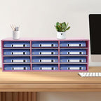 LOYALHEARTDY Mail Sorter Organizer, PVC Countertop Literature Organizer, Student Mailbox for Classroom, Desktop Bill Paper Organizer for Office Home School, 12 Compartments, Pink
