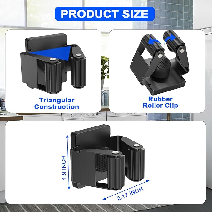 Strong Magnetic Mop Broom Holder, 2 Pack Heavy Duty Magnetic Mop Hanger for Refrigerators, Magnet Wall Mount Broom Holder Tool Storage for Laundry Room Garage Kitchen Workshops Metal Shed