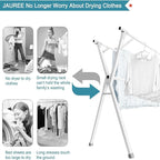 JAUREE 95 Inches Clothes Drying Rack, Drying Rack Clothing Folding Indoor Outdoor, Heavy Duty Stainless Steel Laundry Drying Rack, Foldable Portable Clothes Rack Garment Rack with 20 Hooks White